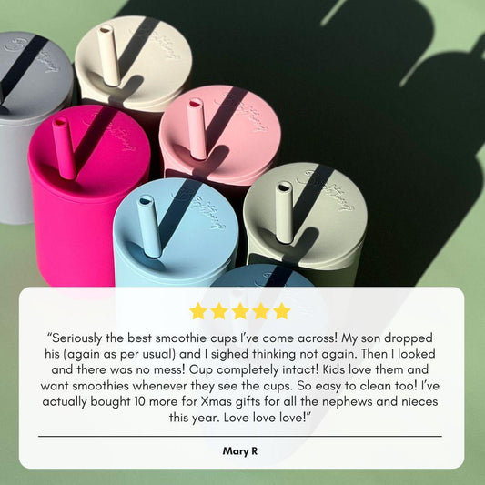 Kids Smoothie Cup with Secure Lid & Stopper Straw