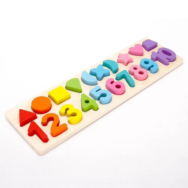 Wooden Numbers and Shapes Puzzle Board
