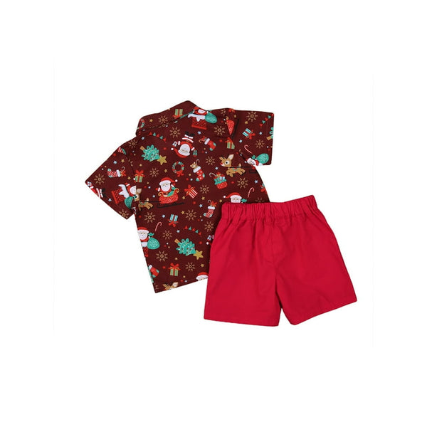 Christmas Short Sleeve Shirt and Shorts 2-piece Set