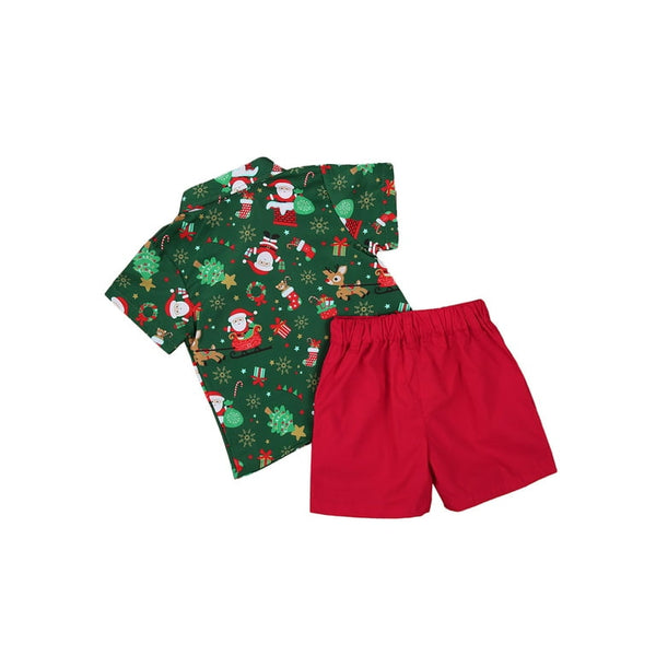 Christmas Short Sleeve Shirt and Shorts 2-piece Set