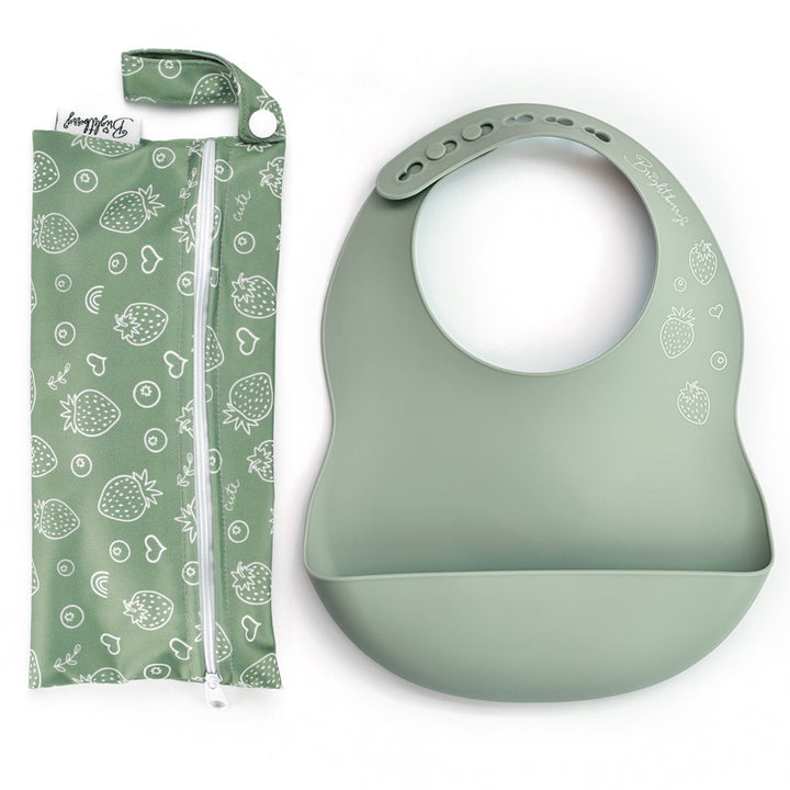 Baby Silicone Bib with Waterproof Bag