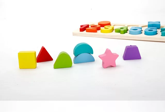 Wooden Numbers and Shapes Puzzle Board
