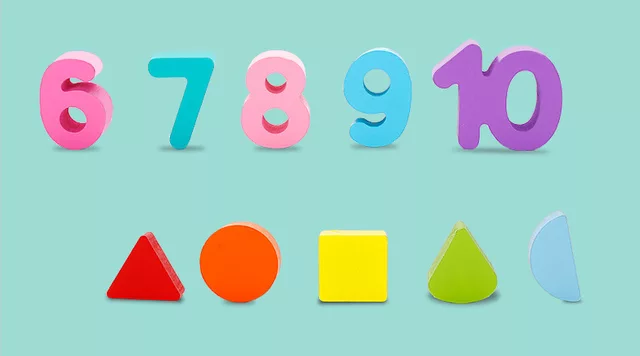 Wooden Numbers and Shapes Puzzle Board