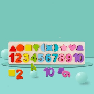 Wooden Numbers and Shapes Puzzle Board